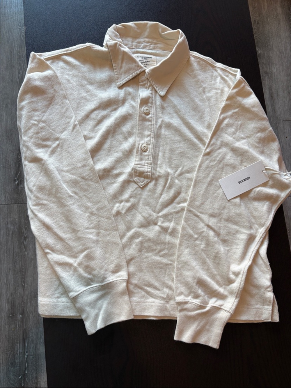 NWT Buck Mason Women’s Breve Field Spec Boyfriend Crop Rugby Polo Medium